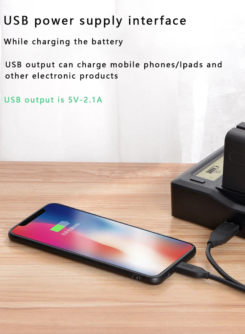USB input charge 10800mAh NP-F970 NP-F980 F960 F970 Battery power LED Power bank Indicator for Sony F960 F550 F750 F770 MC1500C