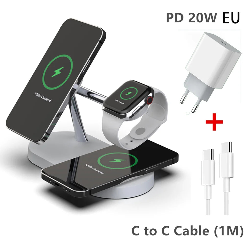 30W 5 In 1 Wireless Charger Stand For iPhone 15 14 13 12 Apple Watch Qi Fast Charging Dock Station for Airpods Pro IWatch 9 8 7