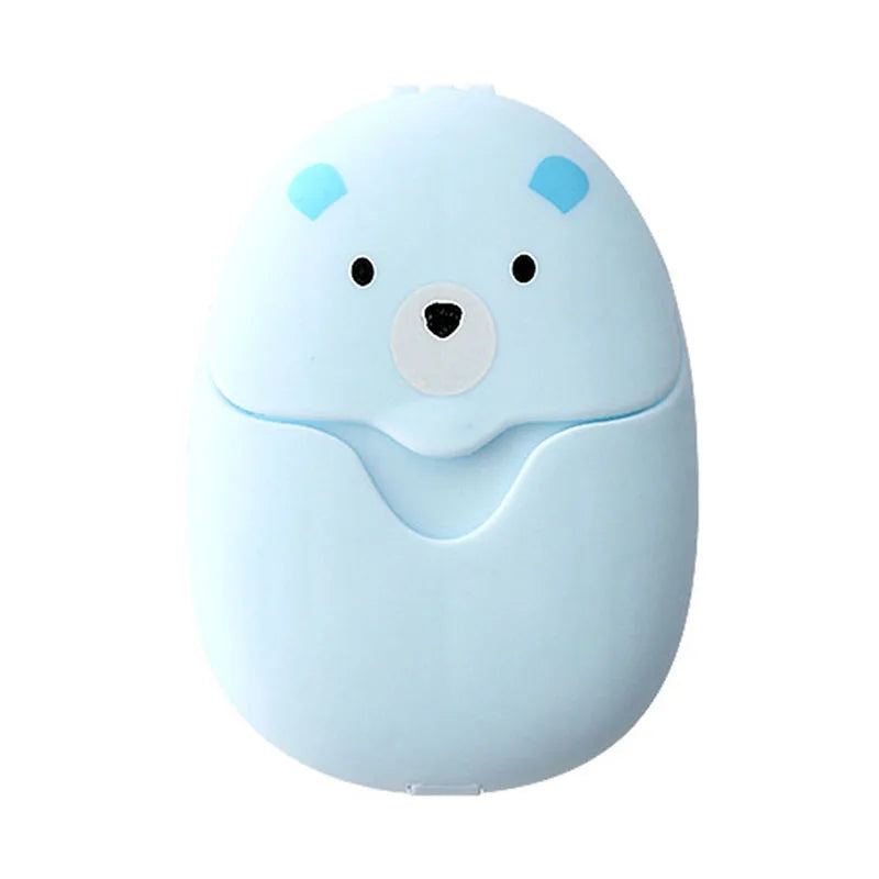 50Pcs Portable Disposable Cleaning Soap Paper New Cartoon Travel Paper Soap Cute Paper Soap Disposable Bear Soap
