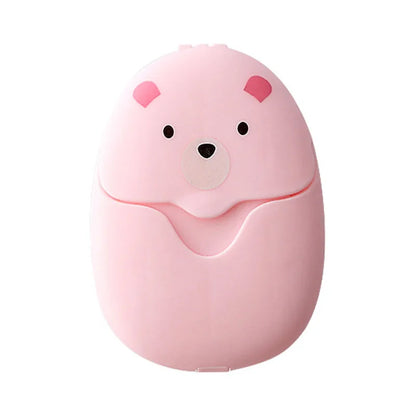 50Pcs Portable Disposable Cleaning Soap Paper New Cartoon Travel Paper Soap Cute Paper Soap Disposable Bear Soap
