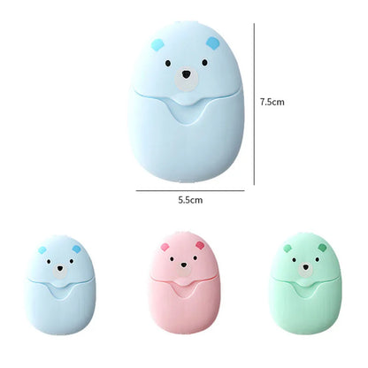 50Pcs Portable Disposable Cleaning Soap Paper New Cartoon Travel Paper Soap Cute Paper Soap Disposable Bear Soap