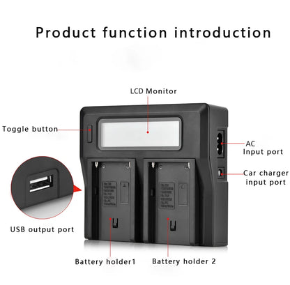 USB input charge 10800mAh NP-F970 NP-F980 F960 F970 Battery power LED Power bank Indicator for Sony F960 F550  F750 F770 MC1500C