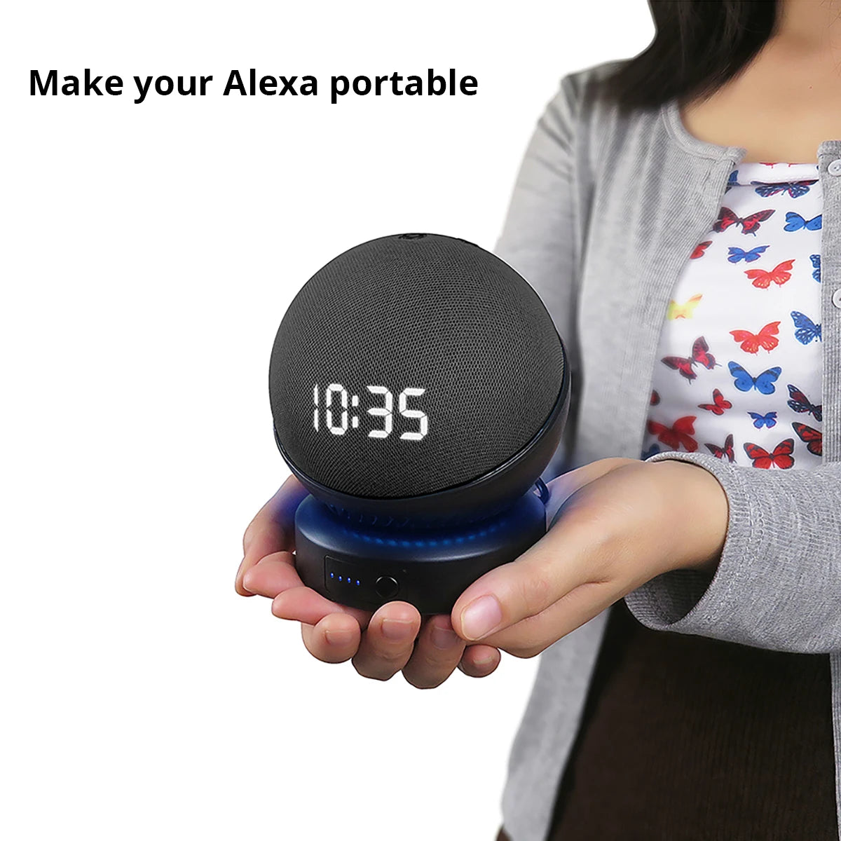 Battery Base for Echo Dot (5th & 4th) Portable Rechargeable External Battery for Smart Alexa Speaker