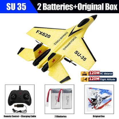 2.4G RC Plane SU35 Aircraft Remote Control Flying Model Glider EPP Foam With LED Lights Toys For Children Airplane Gifts
