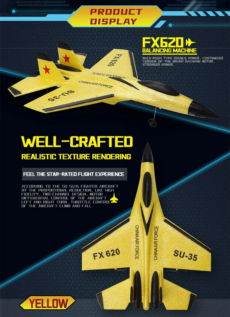 2.4G RC Plane SU35 Aircraft Remote Control Flying Model Glider EPP Foam With LED Lights Toys For Children Airplane Gifts