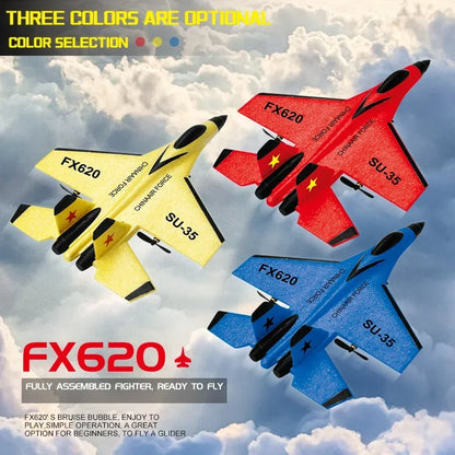 2.4G RC Plane SU35 Aircraft Remote Control Flying Model Glider EPP Foam With LED Lights Toys For Children Airplane Gifts