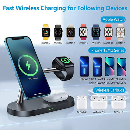 30W 5 In 1 Wireless Charger Stand For iPhone 15 14 13 12 Apple Watch Qi Fast Charging Dock Station for Airpods Pro IWatch 9 8 7
