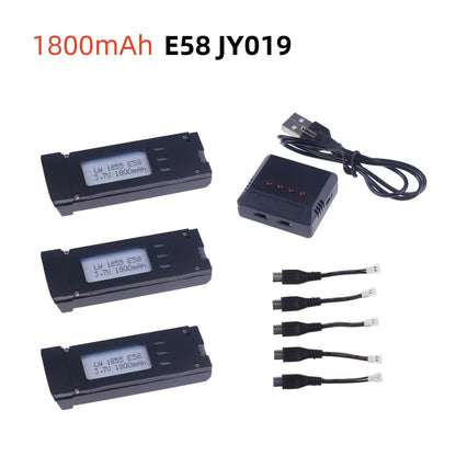 3.7V 1800mAh Lithium Battery Compatible with  E58 S168 JY019 S168 Quadcopter Spare Parts