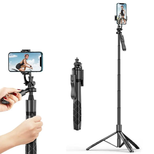 Wireless Selfie Stick with 1/4“ Screw Handle Stable Umbrella Structure Tripod Stand for iPhone Android 1.8m Super Long Pole