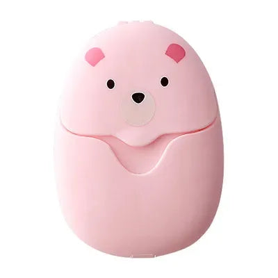 50Pcs Portable Disposable Cleaning Soap Paper New Cartoon Travel Paper Soap Cute Paper Soap Disposable Bear Soap