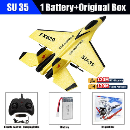 2.4G RC Plane SU35 Aircraft Remote Control Flying Model Glider EPP Foam With LED Lights Toys For Children Airplane Gifts
