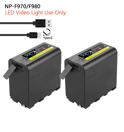USB input charge 10800mAh NP-F970 NP-F980 F960 F970 Battery power LED Power bank Indicator for Sony F960 F550  F750 F770 MC1500C