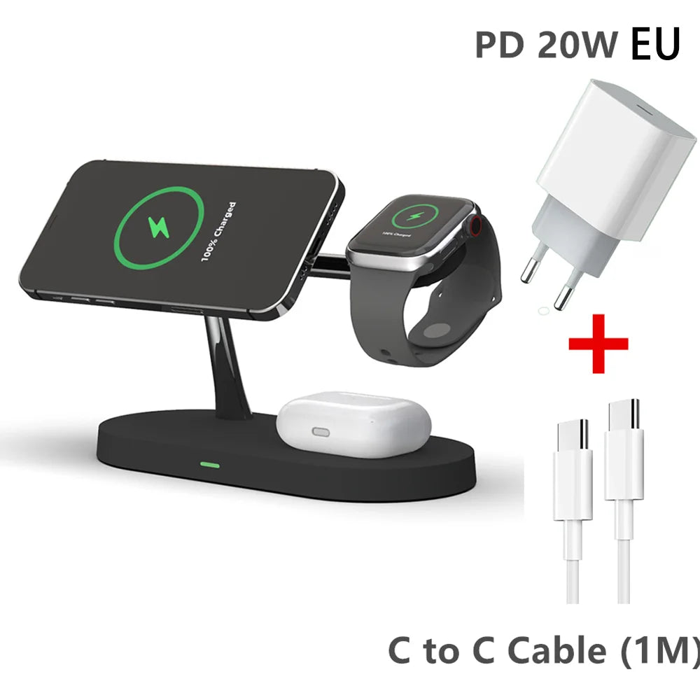 30W 5 In 1 Wireless Charger Stand For iPhone 15 14 13 12 Apple Watch Qi Fast Charging Dock Station for Airpods Pro IWatch 9 8 7