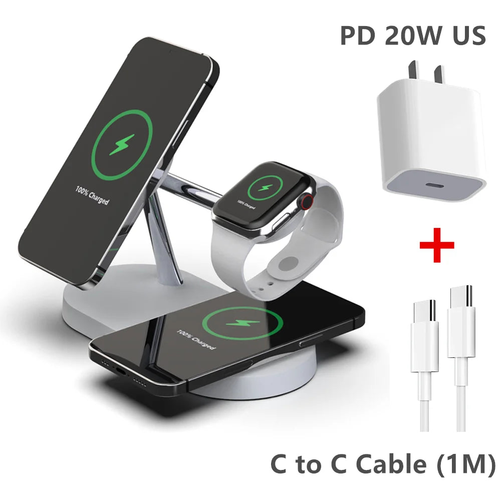30W 5 In 1 Wireless Charger Stand For iPhone 15 14 13 12 Apple Watch Qi Fast Charging Dock Station for Airpods Pro IWatch 9 8 7