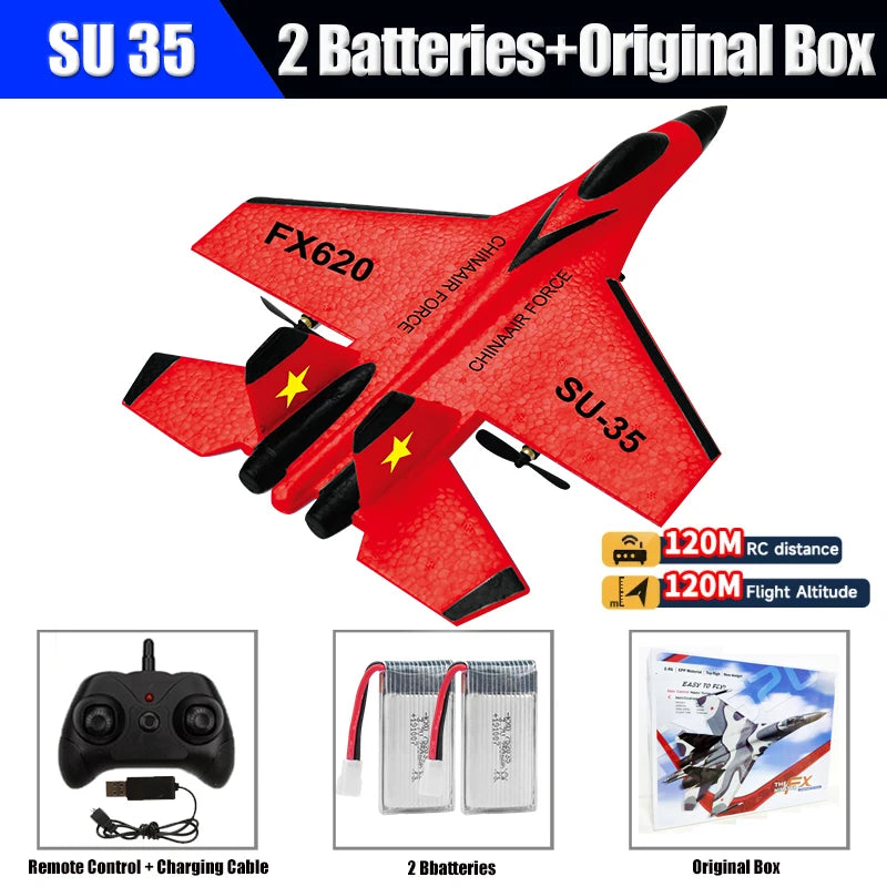 2.4G RC Plane SU35 Aircraft Remote Control Flying Model Glider EPP Foam With LED Lights Toys For Children Airplane Gifts