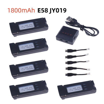 3.7V 1800mAh Lithium Battery Compatible with  E58 S168 JY019 S168 Quadcopter Spare Parts