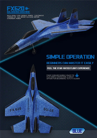 2.4G RC Plane SU35 Aircraft Remote Control Flying Model Glider EPP Foam With LED Lights Toys For Children Airplane Gifts