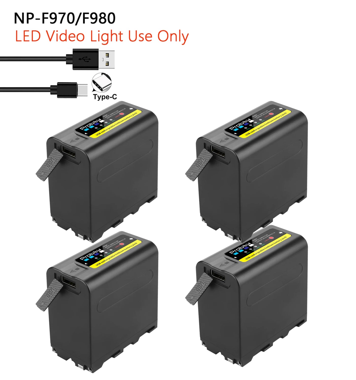 USB input charge 10800mAh NP-F970 NP-F980 F960 F970 Battery power LED Power bank Indicator for Sony F960 F550  F750 F770 MC1500C
