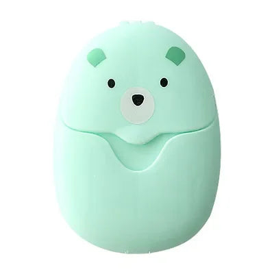 50Pcs Portable Disposable Cleaning Soap Paper New Cartoon Travel Paper Soap Cute Paper Soap Disposable Bear Soap