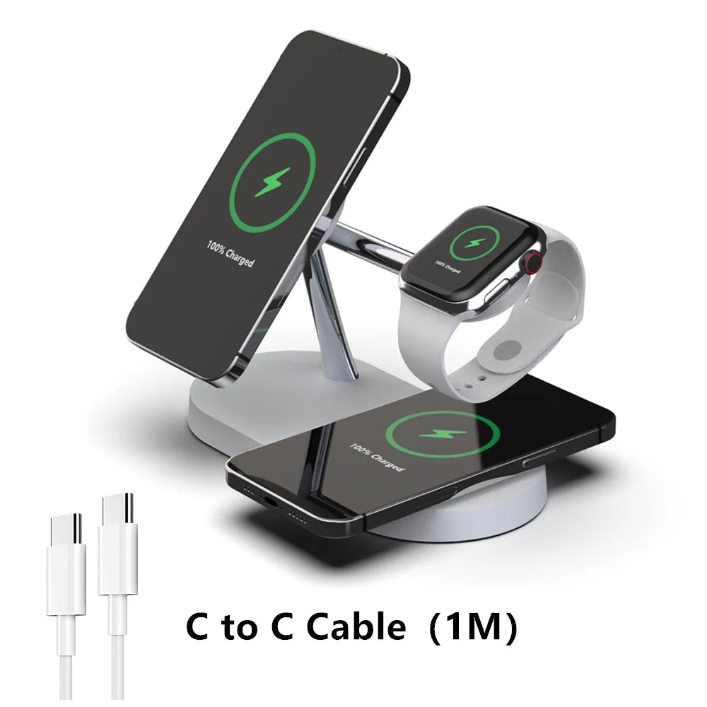 30W 5 In 1 Wireless Charger Stand For iPhone 15 14 13 12 Apple Watch Qi Fast Charging Dock Station for Airpods Pro IWatch 9 8 7