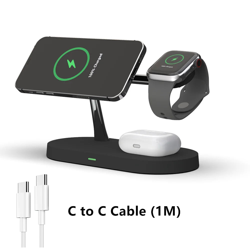 30W 5 In 1 Wireless Charger Stand For iPhone 15 14 13 12 Apple Watch Qi Fast Charging Dock Station for Airpods Pro IWatch 9 8 7