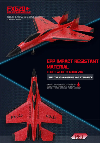 2.4G RC Plane SU35 Aircraft Remote Control Flying Model Glider EPP Foam With LED Lights Toys For Children Airplane Gifts